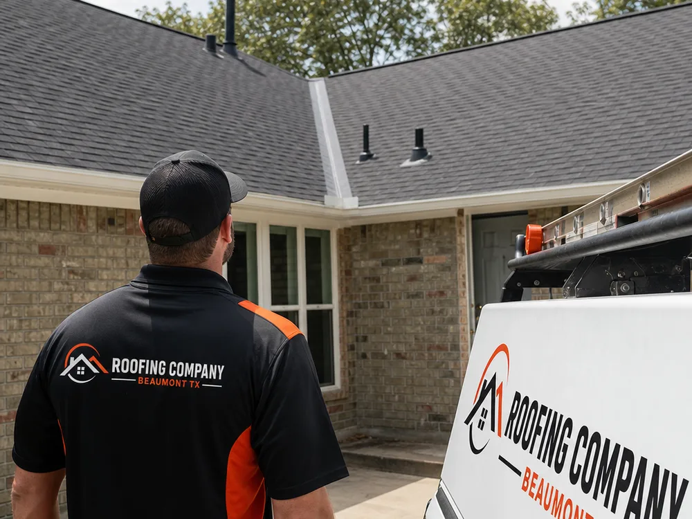 Finished roof replacement showing crisp valley lines, straight shingle courses, and properly sealed pipe boots